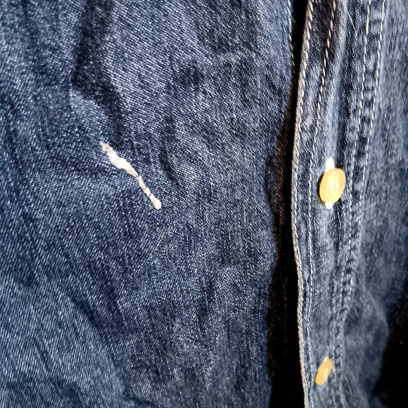 Men's Vtg Hoody Shirt XL Denim Hooded Jacket Bugle Boy Y2K Button-Up Raw Cotton - Picture 5 of 7